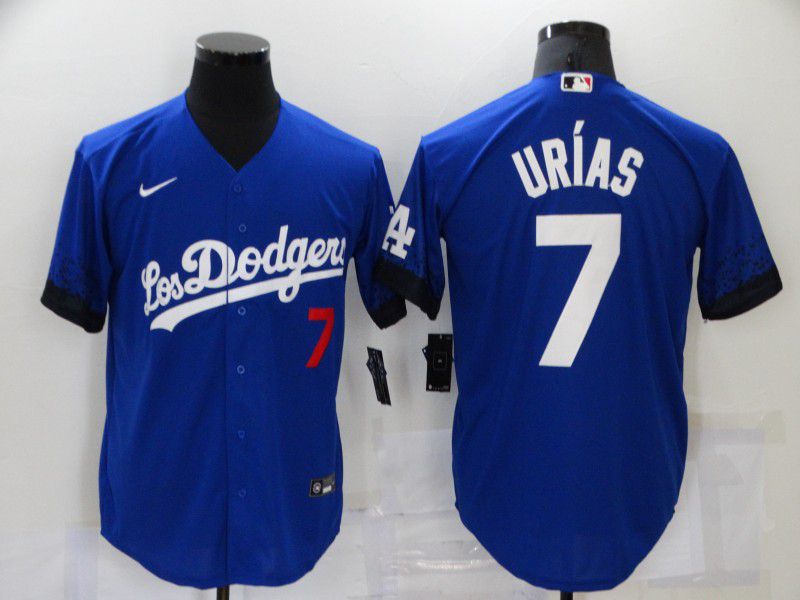 Men Los Angeles Dodgers 7 Urias Blue City Edition Game Nike 2021 MLB Jerseys